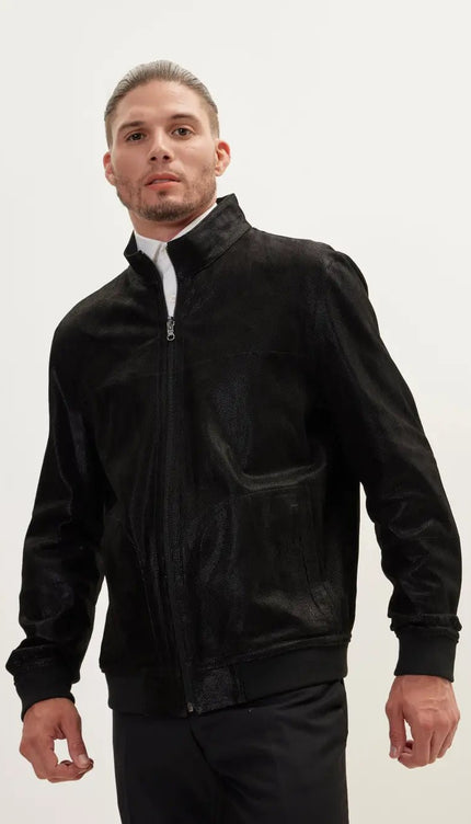 Suede To Genuine Reversible Leather Jacket - Black - Ron Tomson