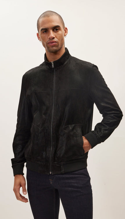 Suede To Genuine Reversible Leather Jacket - Black - Ron Tomson