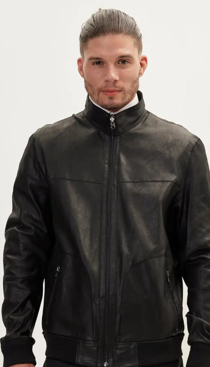 Suede To Genuine Reversible Leather Jacket - Black - Ron Tomson