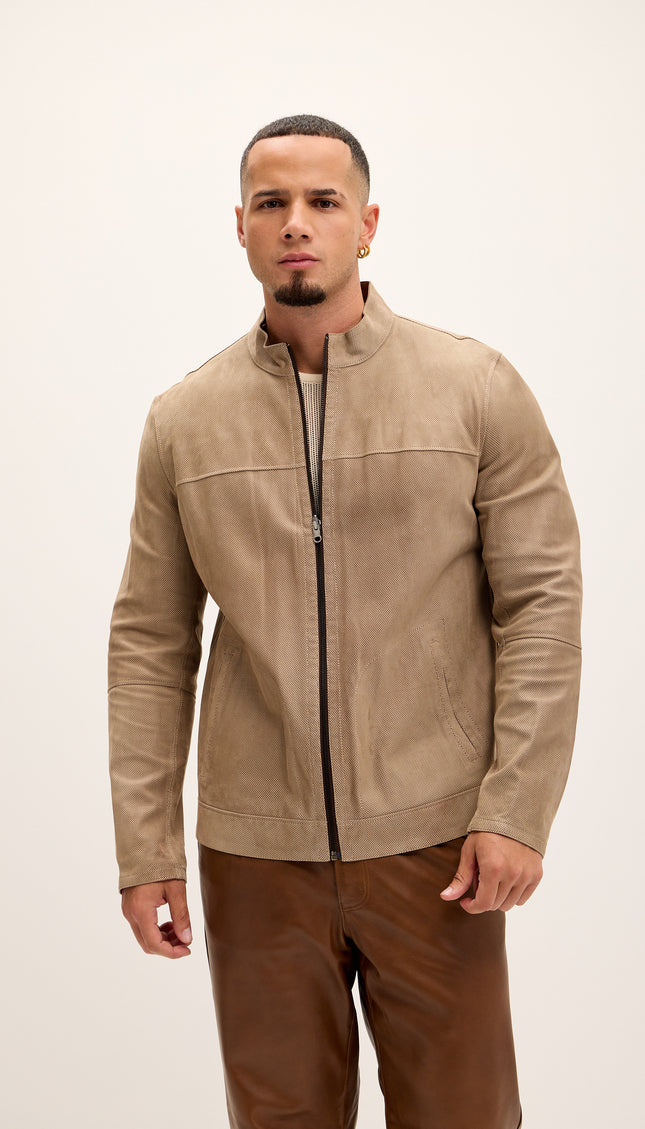 Suede To Genuine Reversible Leather Jacket - Brown - Ron Tomson