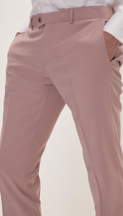 Super 120S Merino Wool Double Breasted Suit - Blush Pink - Ron Tomson