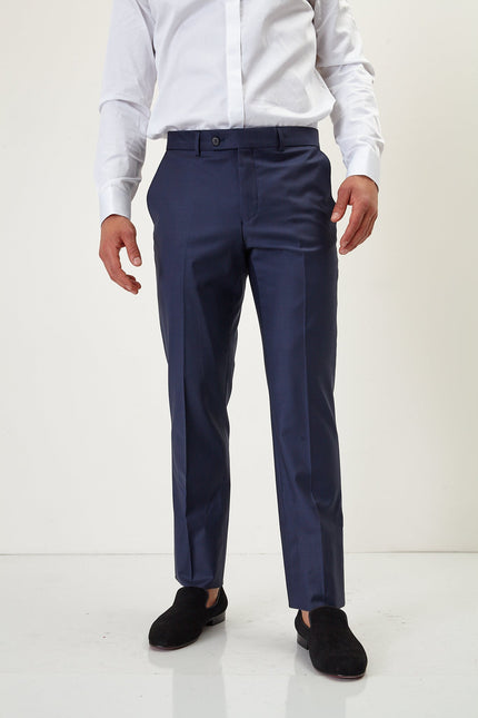 Super 120S Merino Wool Double Breasted Suit - Dark Navy - Ron Tomson