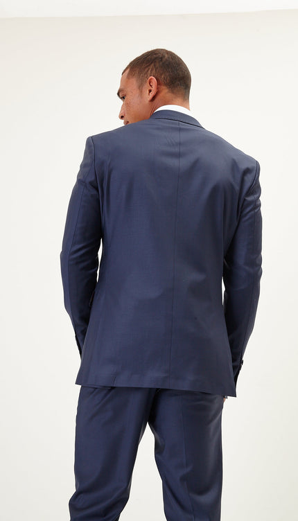 Super 120S Merino Wool Double Breasted Suit - Dark Navy - Ron Tomson