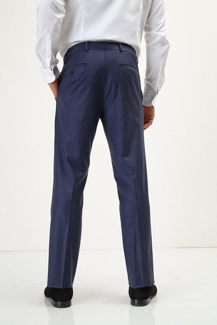 Super 120S Merino Wool Double Breasted Suit - Dark Navy - Ron Tomson