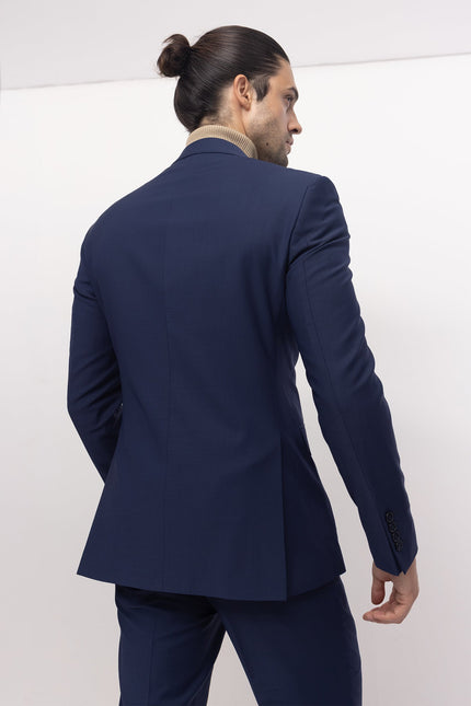 Super 120S Merino Wool Double Breasted Suit - Parliament Blue - Ron Tomson