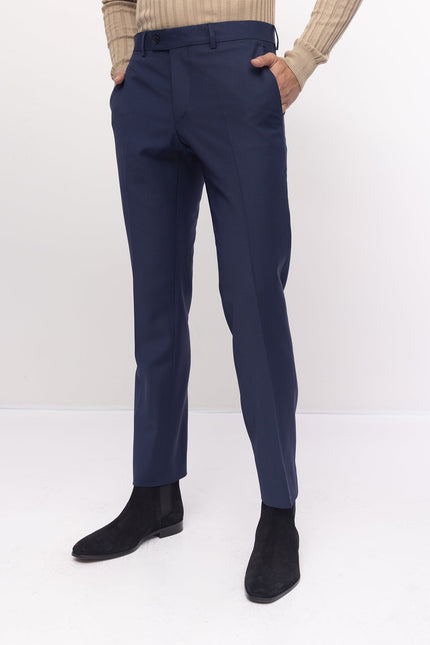 Super 120S Merino Wool Double Breasted Suit - Parliament Blue - Ron Tomson
