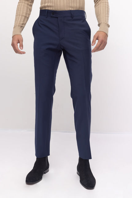 Super 120S Merino Wool Double Breasted Suit - Parliament Blue - Ron Tomson