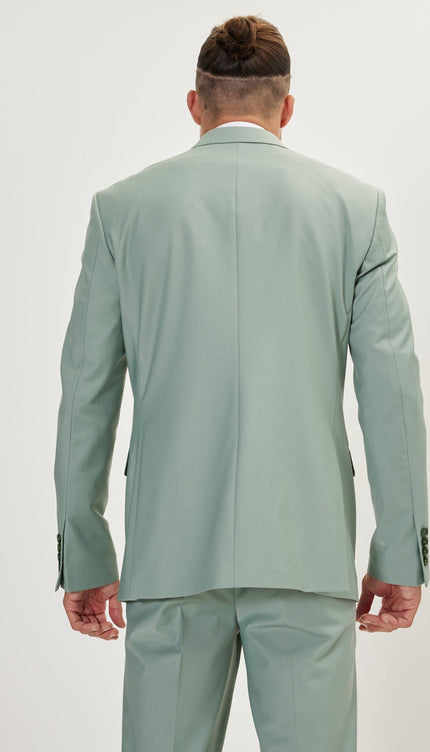 Super 120S Merino Wool Double Breasted Suit - Sage Green - Ron Tomson