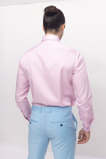 Super 120S Merino Wool Double Breasted Suit- Sky Blue - Ron Tomson