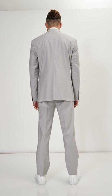 Super 120S Merino Wool Double Breasted Suit - Smoke Grey - Ron Tomson