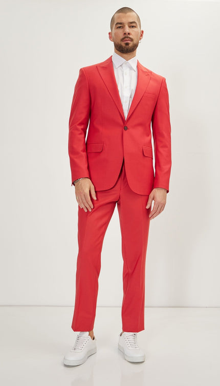 Super 120S Merino Wool Single Breasted Suit - Blood Orange - Ron Tomson