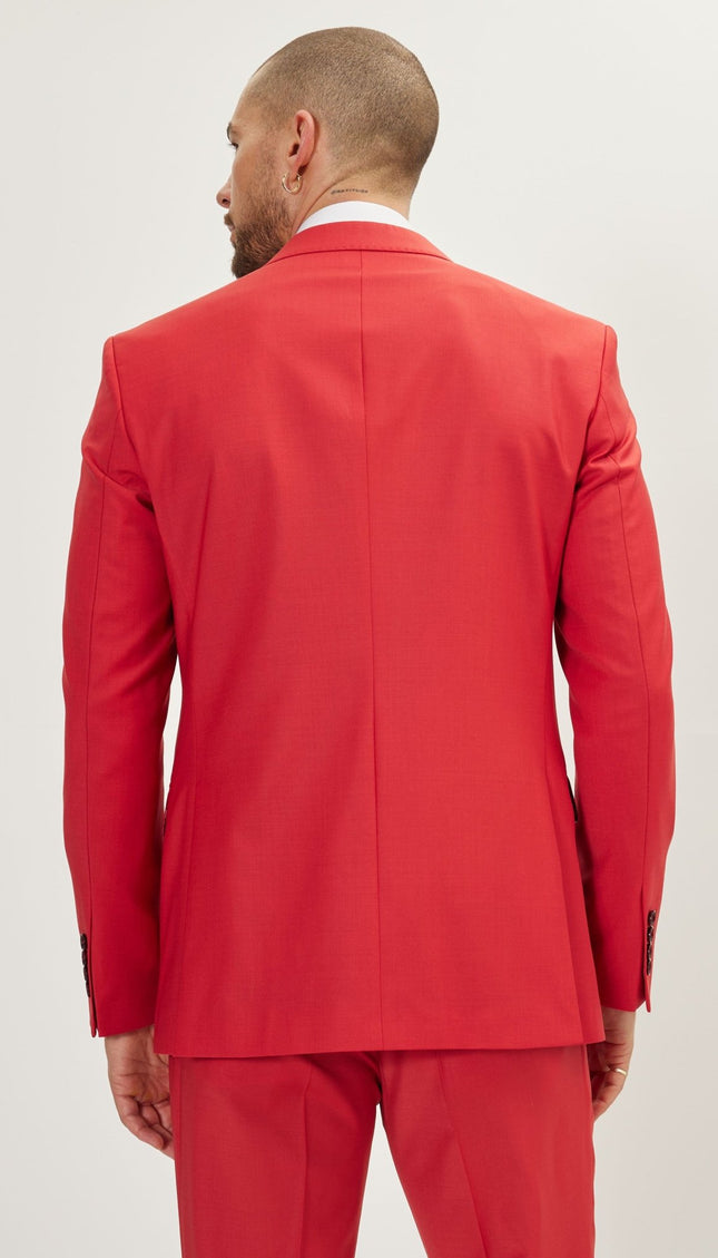 Super 120S Merino Wool Single Breasted Suit - Blood Orange - Ron Tomson