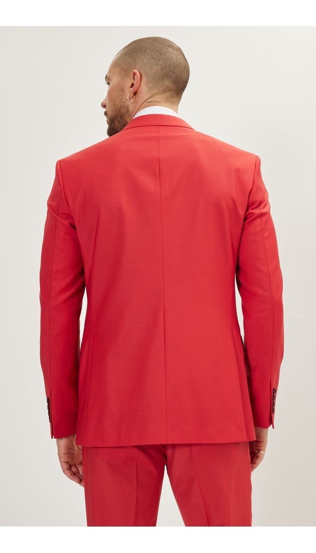 Super 120S Merino Wool Single Breasted Suit - Blood Orange - Ron Tomson