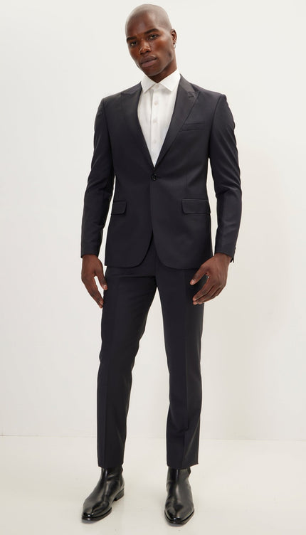 Super 120S Merino Wool Single Breasted Suit - Cobalt Black - Ron Tomson