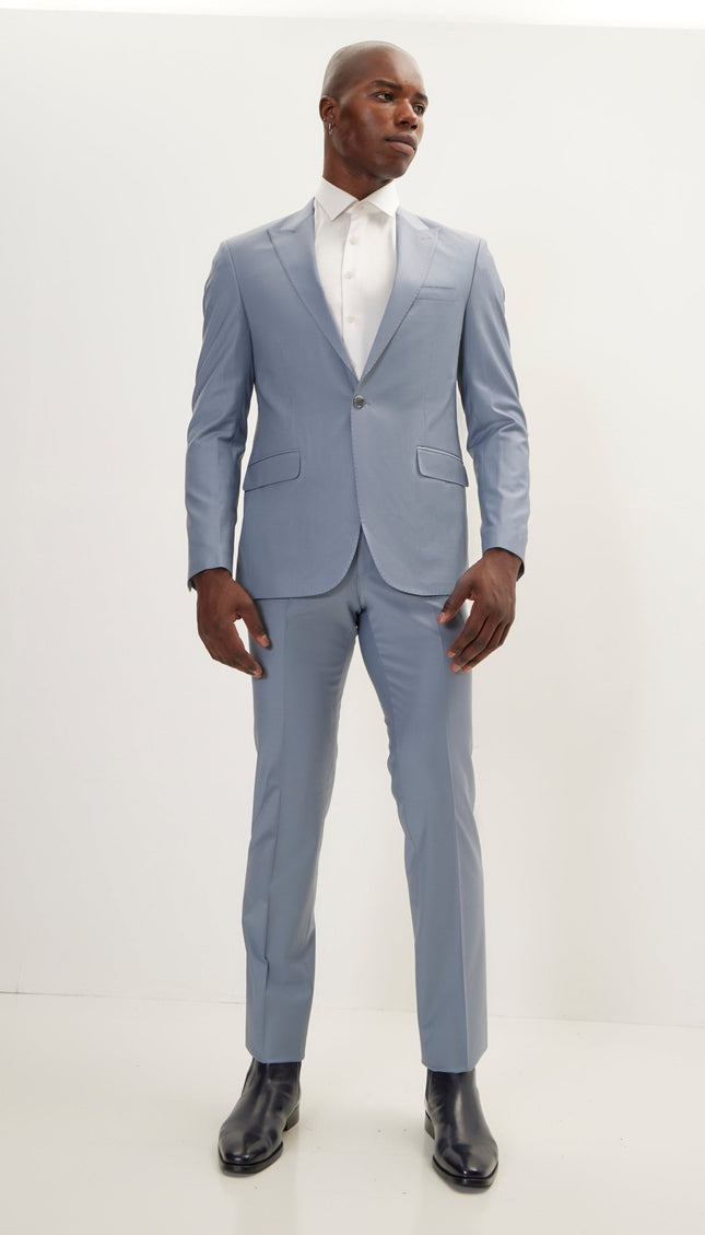 Super 120S Merino Wool Single Breasted Suit - Cool Grey - Ron Tomson