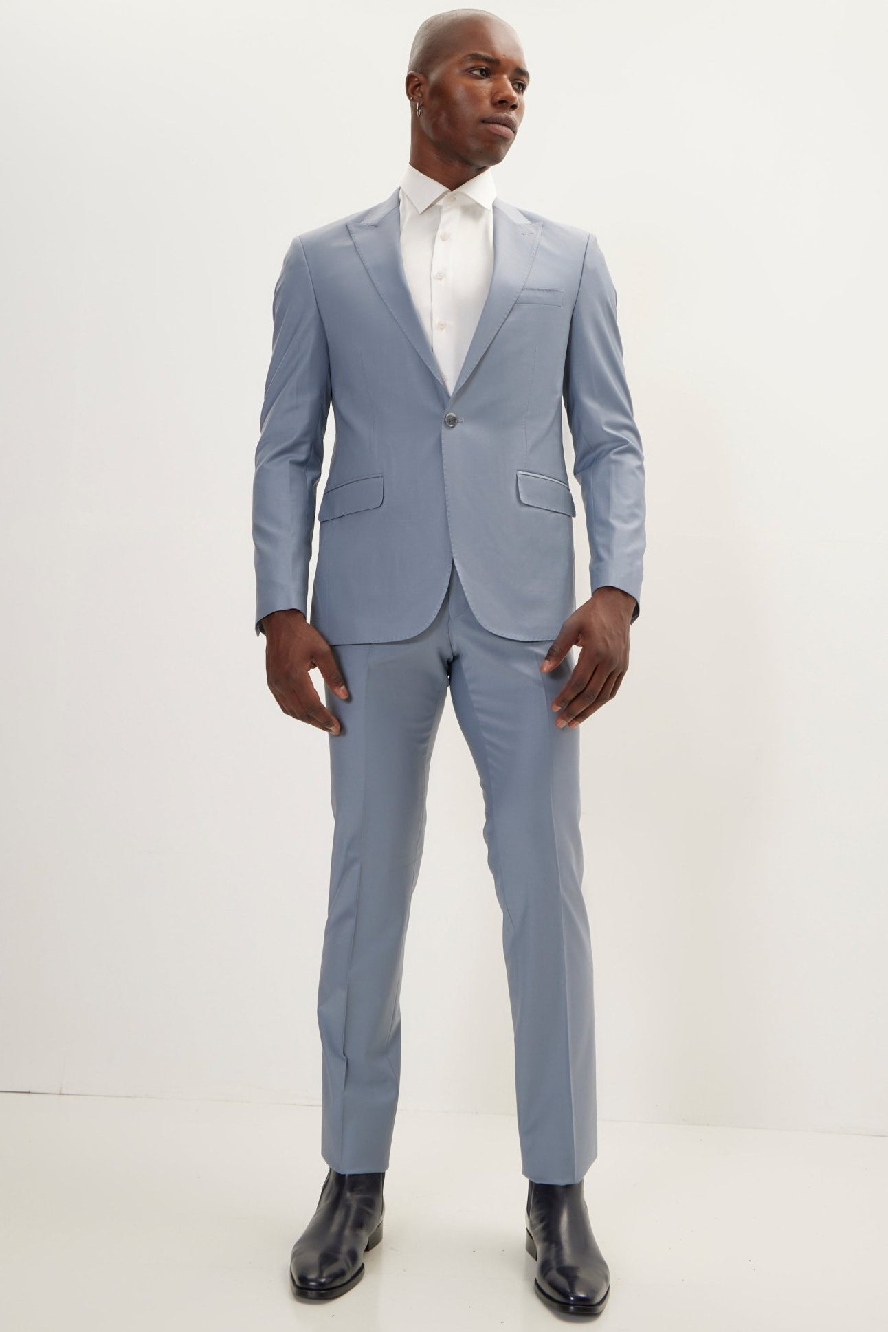 Super 120S Merino Wool Single Breasted Suit - Cool Grey - Ron Tomson