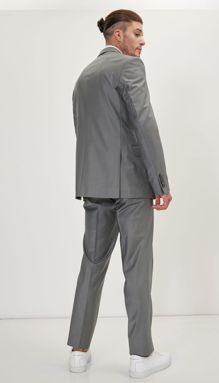 Super 120S Merino Wool Single Breasted Suit - Dark Grey - Ron Tomson