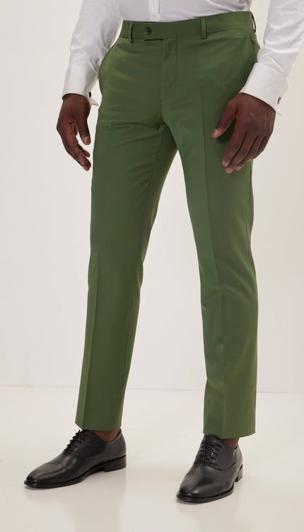 Super 120S Merino Wool Single Breasted Suit - Kale Green - Ron Tomson