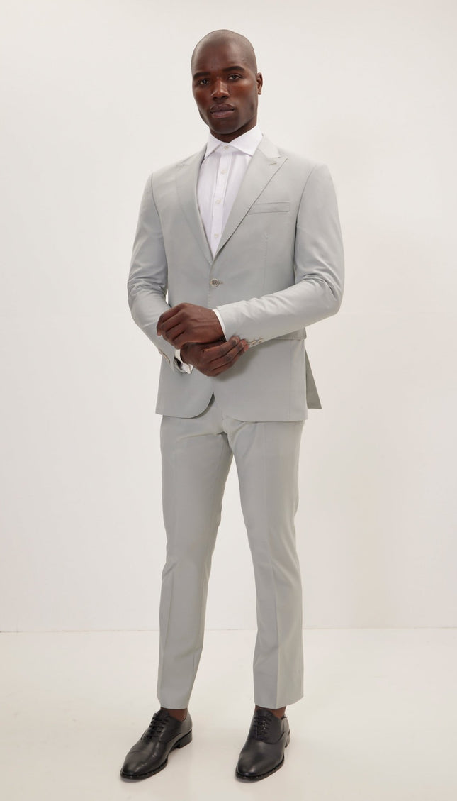 Super 120S Merino Wool Single Breasted Suit - Mint Green - Ron Tomson