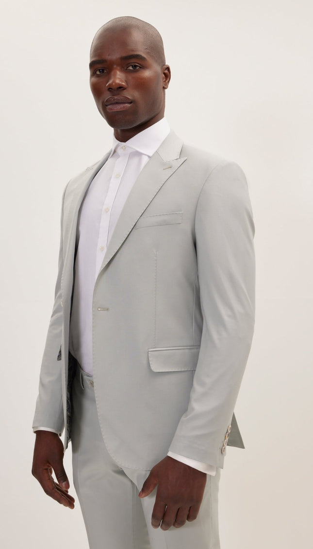 Super 120S Merino Wool Single Breasted Suit - Mint Green - Ron Tomson