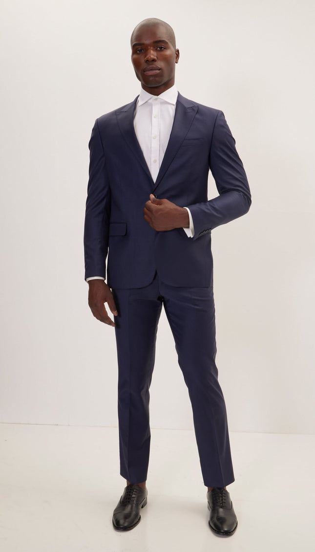 Super 120S Merino Wool Single Breasted Suit - Parliament Blue - Ron Tomson