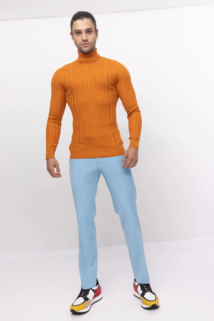 Super 120S Merino Wool Single Breasted Suit - Sky Blue - Ron Tomson