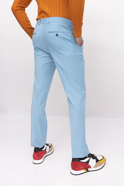 Super 120S Merino Wool Single Breasted Suit - Sky Blue - Ron Tomson