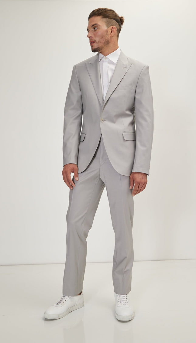 Super 120S Merino Wool Single Breasted Suit - Smoke Grey - Ron Tomson