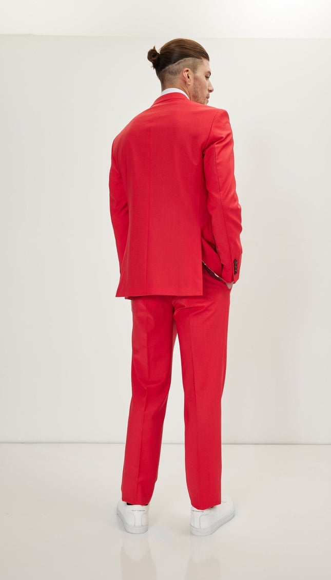 Super 120S Merino Wool Single Breasted Suit - Valentine Red - Ron Tomson
