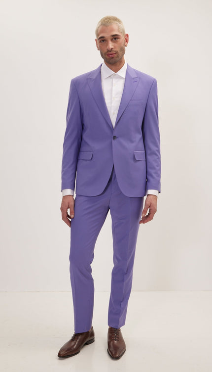 Super 120S Merino Wool Single Breasted Suit - Violet - Ron Tomson