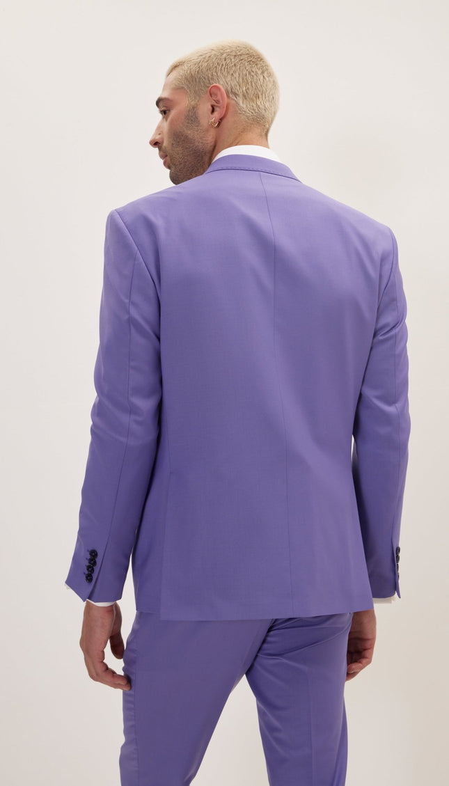 Super 120S Merino Wool Single Breasted Suit - Violet - Ron Tomson