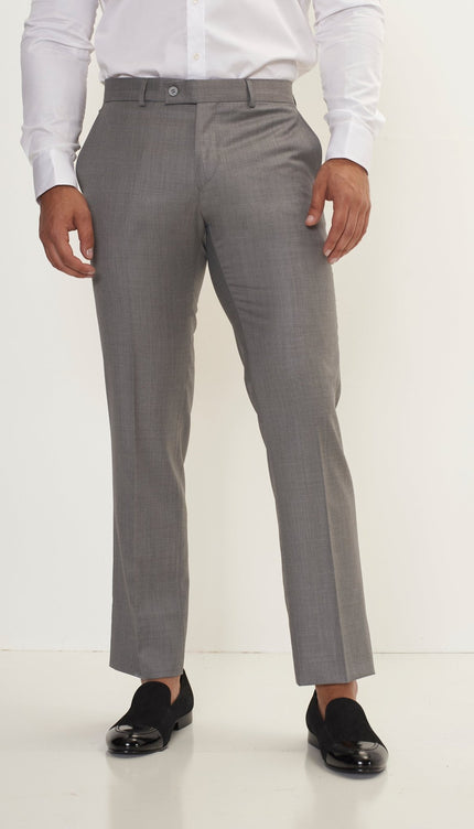 Super 180S Wool And Silk Single Breasted Suit - Grey - Ron Tomson