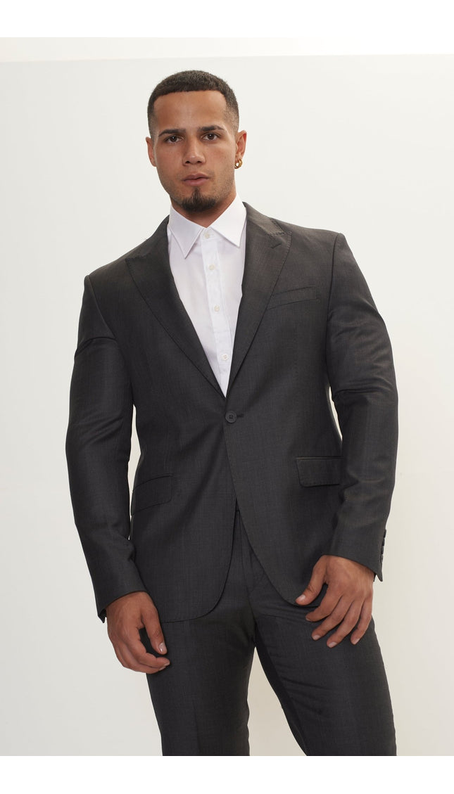 Super 180S Wool And Silk Single Breasted Suit - Slate Grey - Ron Tomson
