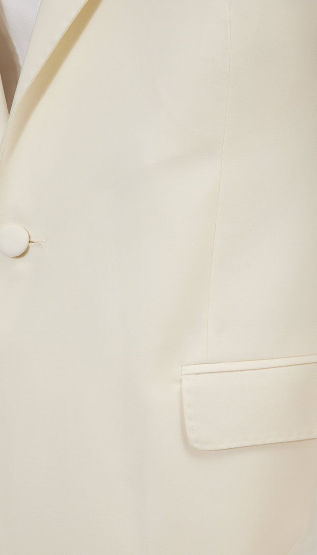 Super 180S Wool & Silk Single Breasted Tuxedo Suit - Off White - Ron Tomson