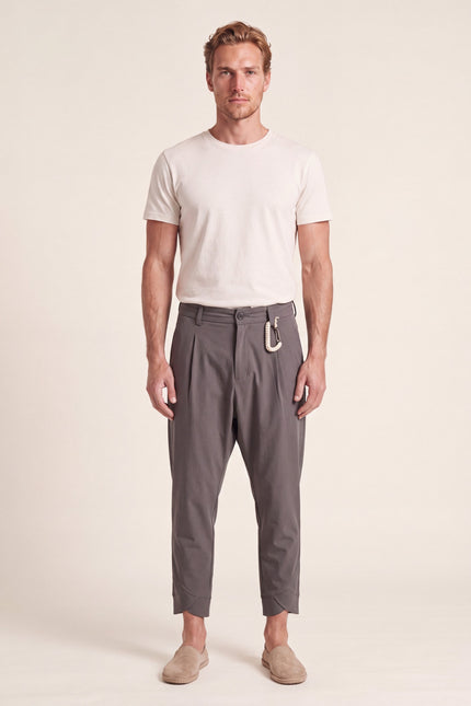 Single-Pleat Harem Casual Pants - Grey