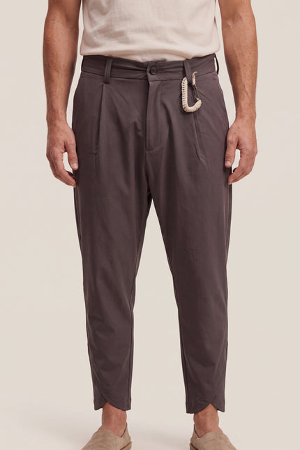 Single-Pleat Harem Casual Pants - Grey
