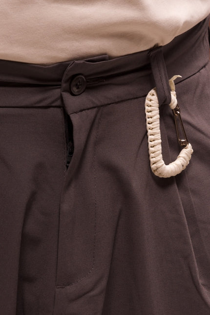 Single-Pleat Harem Casual Pants - Grey