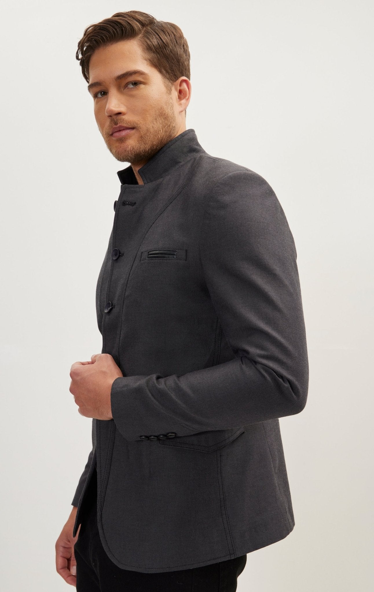 Symmetric Button Closure Jacket Anthracite - Main Image