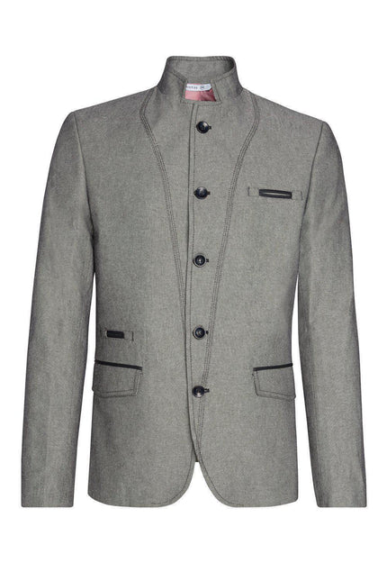 Symmetric Button Closure Jacket - Grey - Ron Tomson