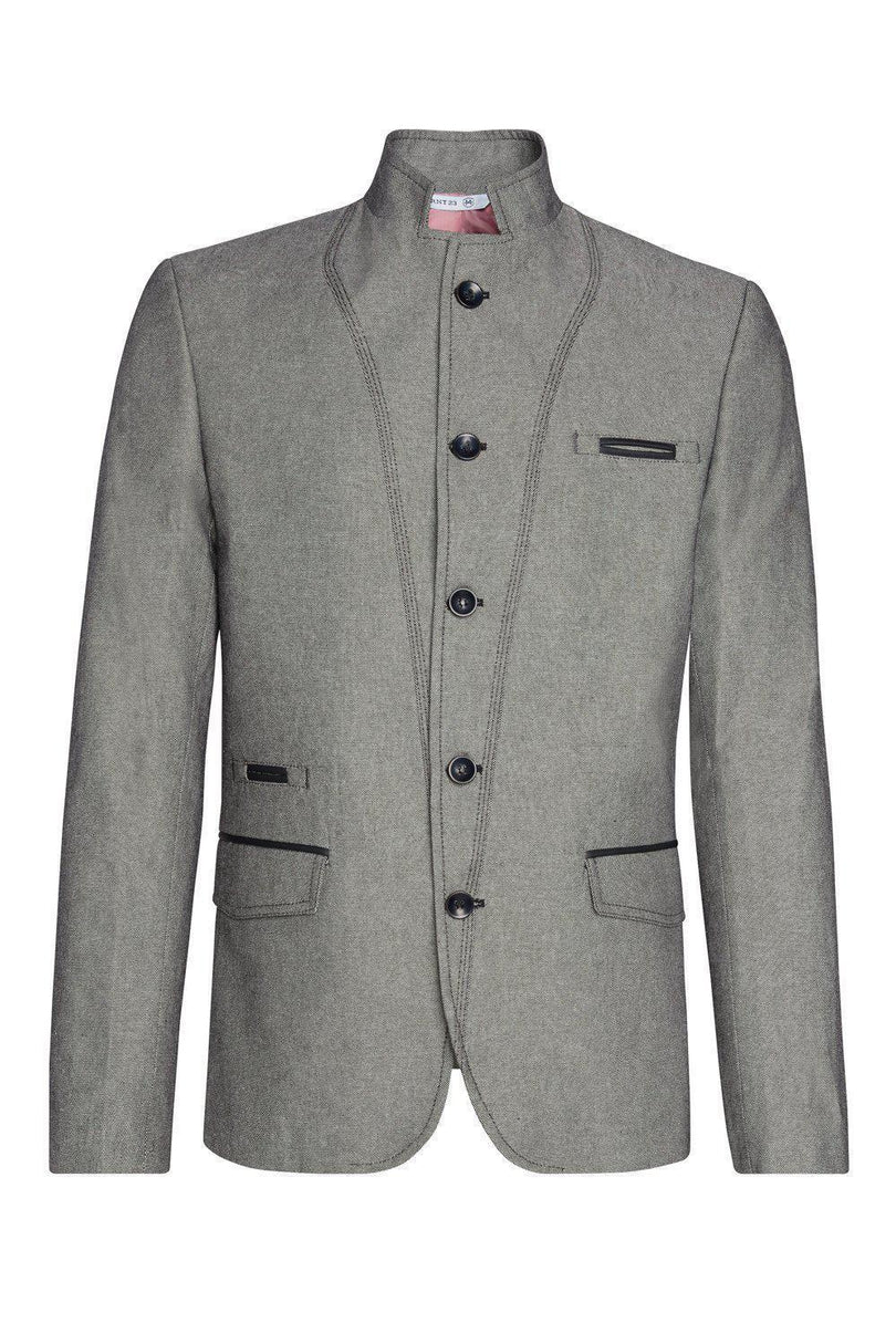 Symmetric Button Closure Jacket - Grey - Ron Tomson