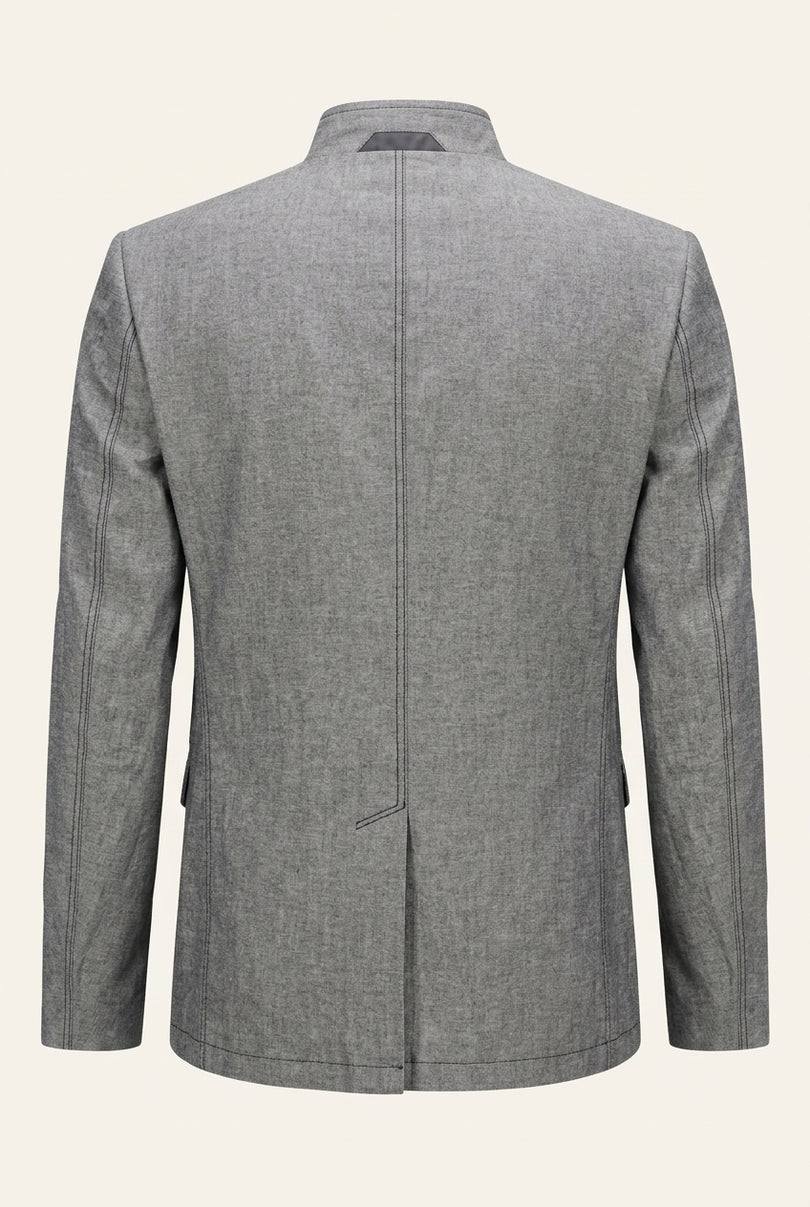 Symmetric Button Closure Jacket - Grey - Back