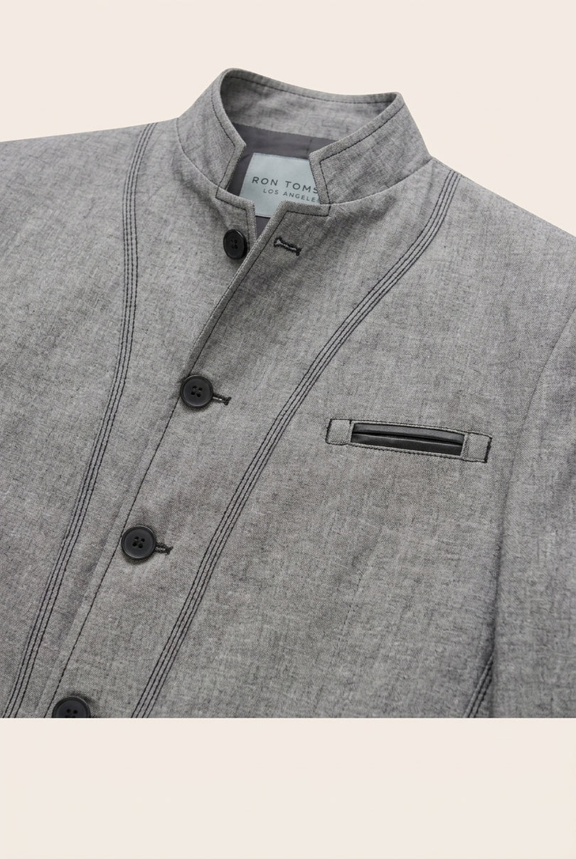 Symmetric Button Closure Jacket - Grey - Detail