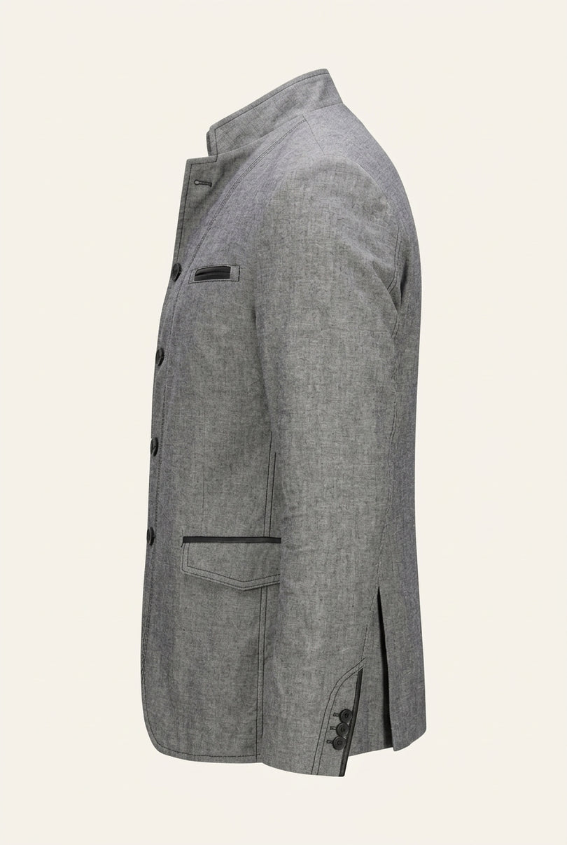 Symmetric Button Closure Jacket - Grey - Side
