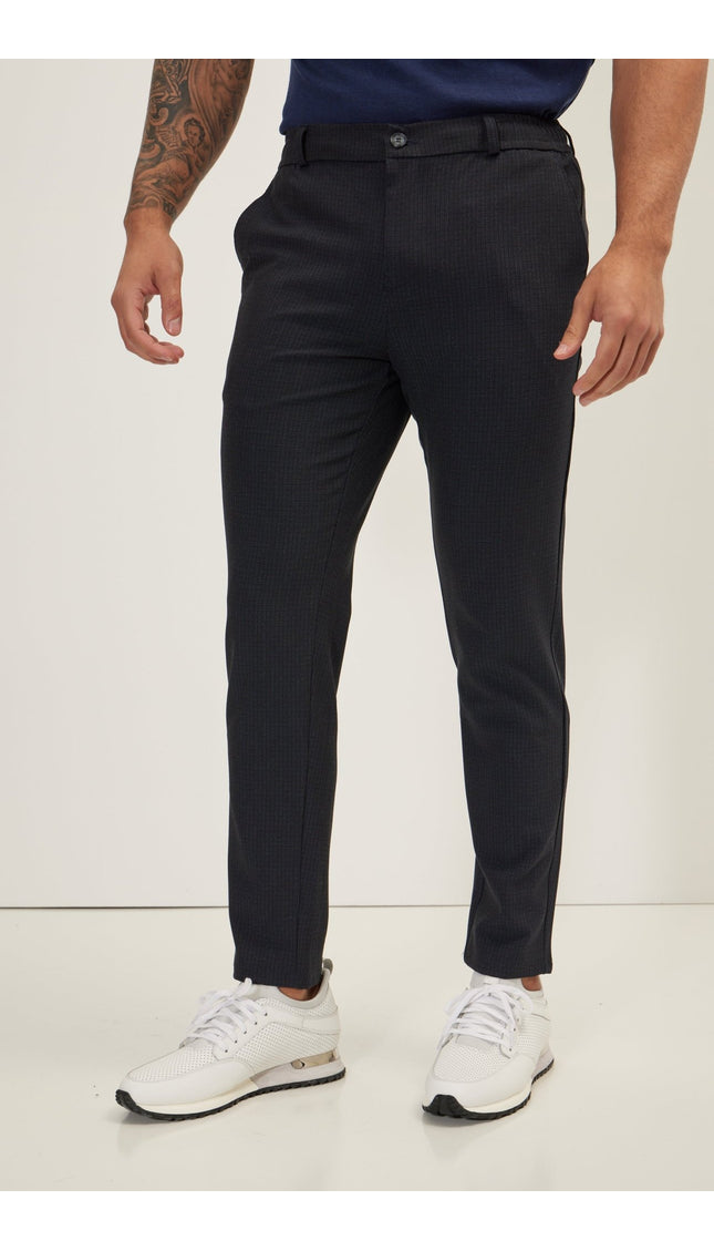 Tailored fit knit trousers - Navy - Ron Tomson