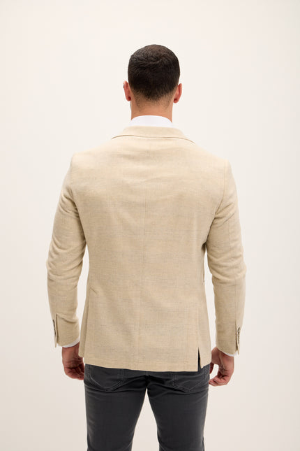 Tailored Fit Patch Pocket Jacket - Beige - Ron Tomson