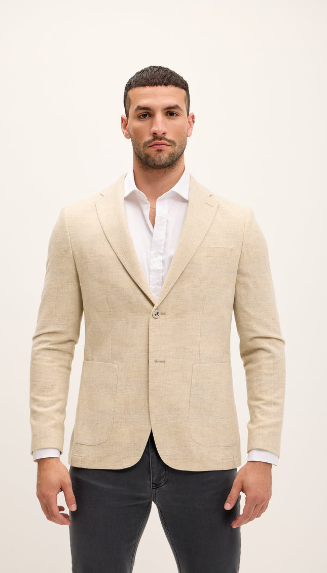 Tailored Fit Patch Pocket Jacket - Beige - Ron Tomson