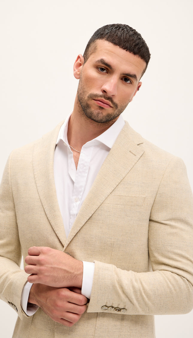 Tailored Fit Patch Pocket Jacket - Beige - Ron Tomson