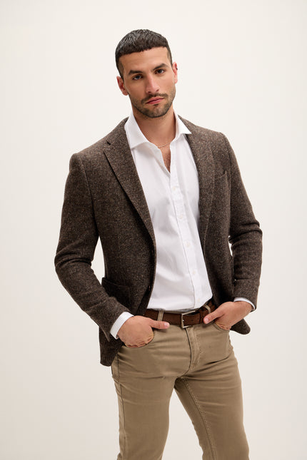 Tailored Fit Patch Pocket Jacket - Dark Brown - Ron Tomson
