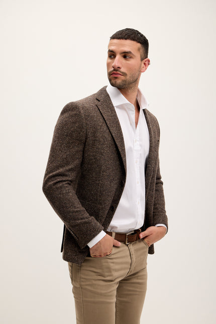 Tailored Fit Patch Pocket Jacket - Dark Brown - Ron Tomson