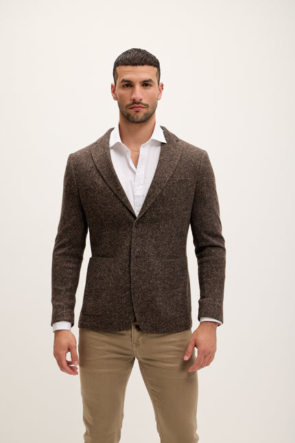 Tailored Fit Patch Pocket Jacket - Dark Brown - Ron Tomson
